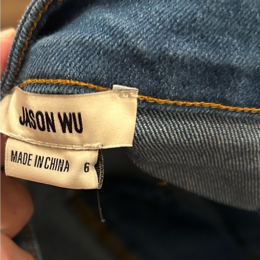 Jason Wu Stretch Wide Leg Jeans Size 6 Gold Buttons New Without Tags - Picture 8 of 12